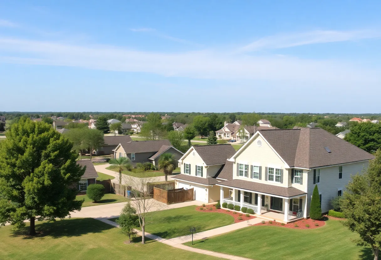 Residential area in Jackson, Mississippi with homes