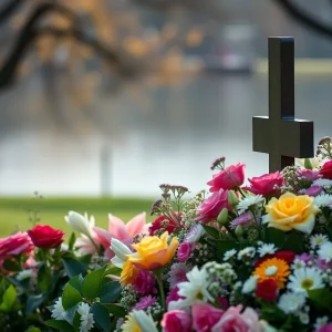 A peaceful memorial scene honoring a cherished individual
