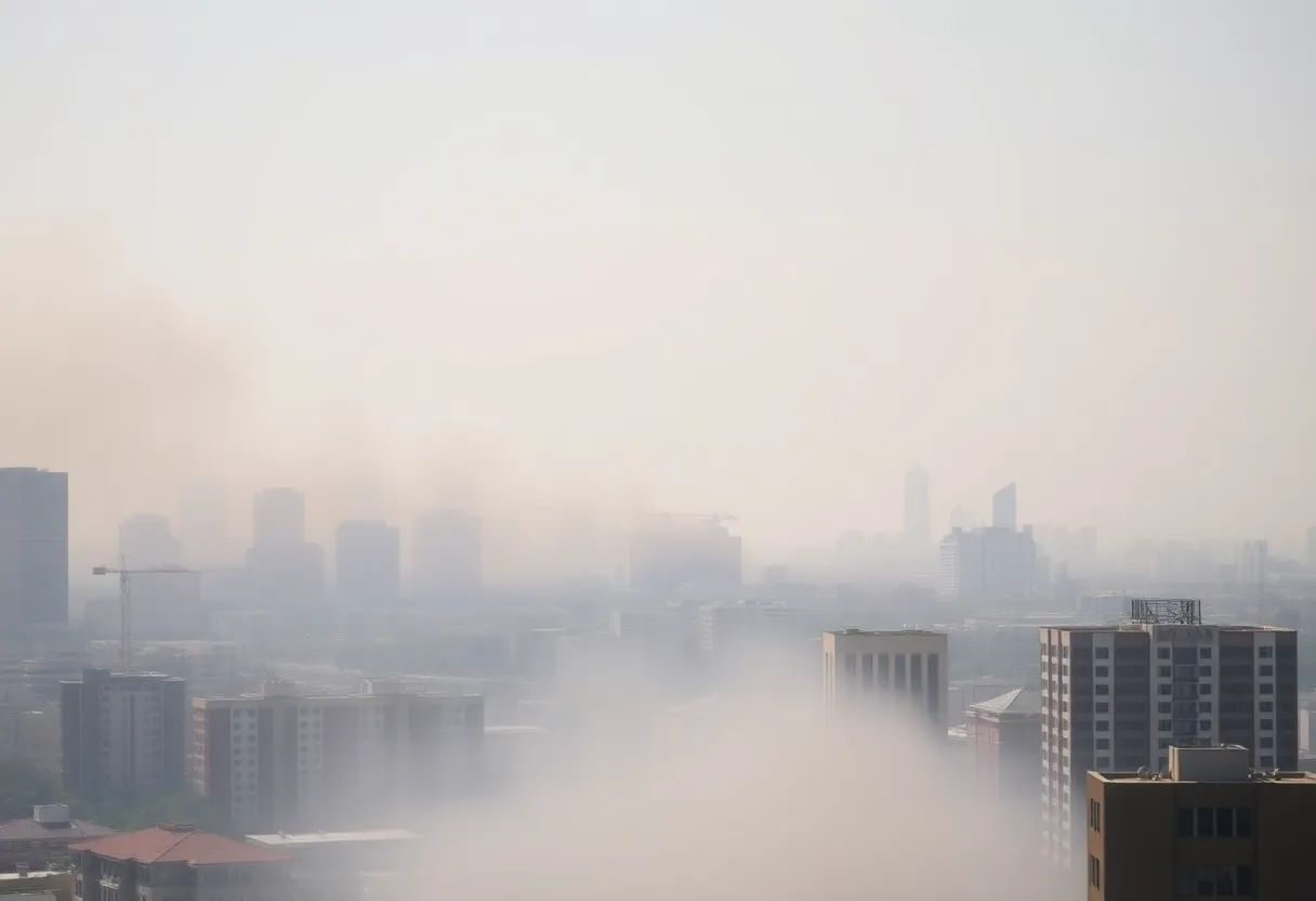Hazy skyline of Michigan due to wildfire smoke