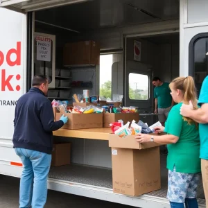 Mid-South Food Bank Mobile Pantry truck delivering food.