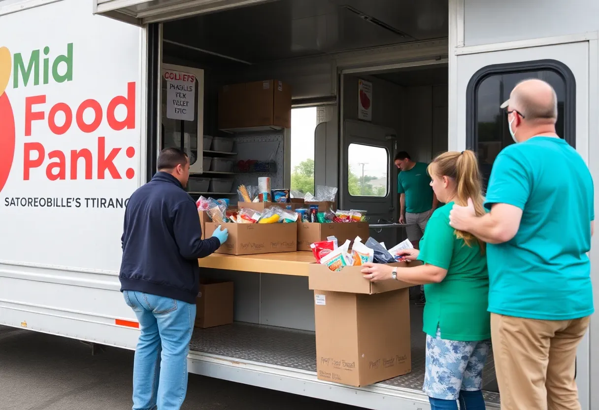 Mid-South Food Bank Mobile Pantry truck delivering food.