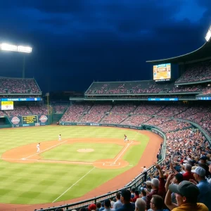 Fans celebrating during an Ole Miss baseball game