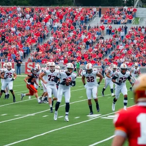 Ole Miss football team training on the field