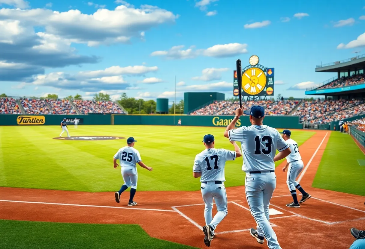 Ole Miss Rebels baseball team celebrating a win