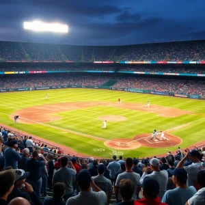 Baseball players from Ole Miss Rebels and Murray State during a regional final game.