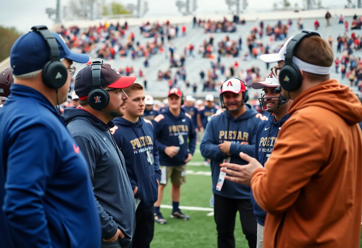 Coaches engaging with recruits during a visit at Ole Miss