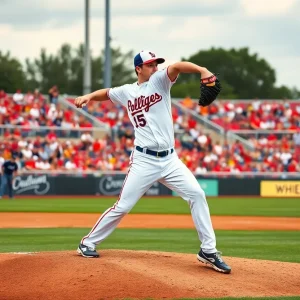 Ole Miss baseball pitcher in action