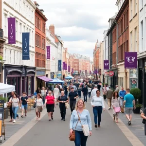 A view of Oxford Street after transformation to a pedestrian area