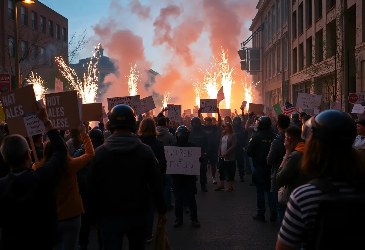 Protesters clashing with police at ICE facility in Portland