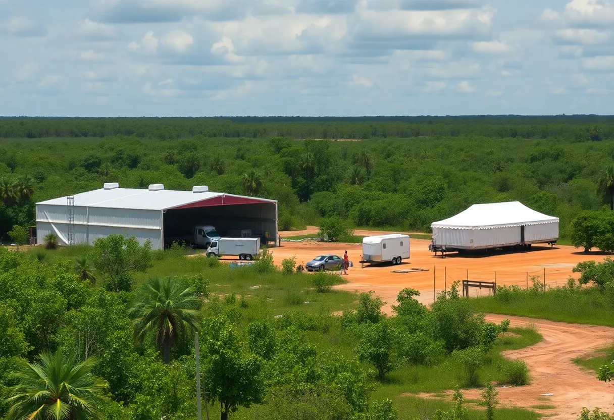 Construction site of a proposed immigrant detention facility in Florida's Everglades