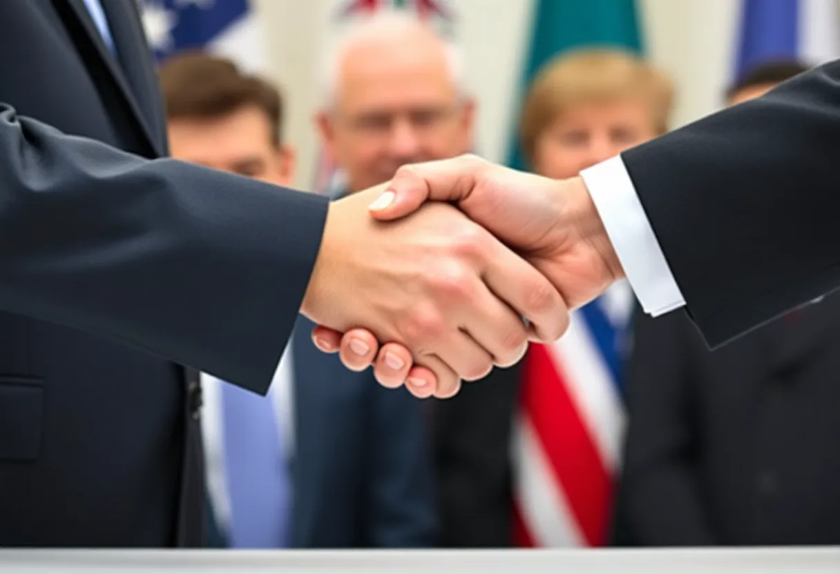 Symbolic handshake representing reconciliation between two influential leaders