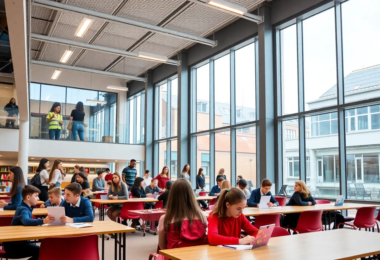 Students at Sunway International Schools engaging in collaborative learning in a modern classroom.