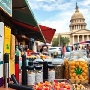 Texas marketplace showcasing THC products