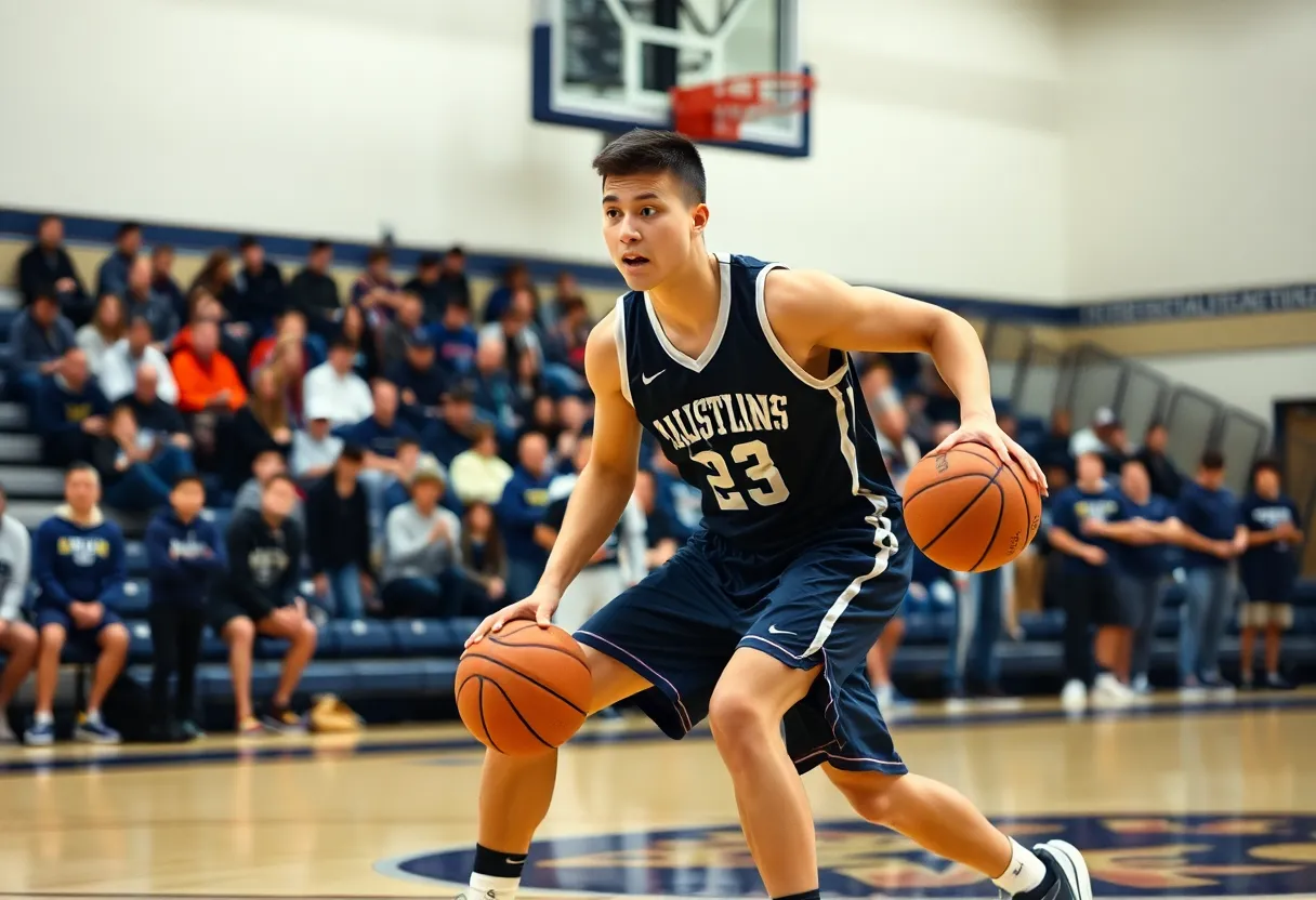 Basketball player in action on court