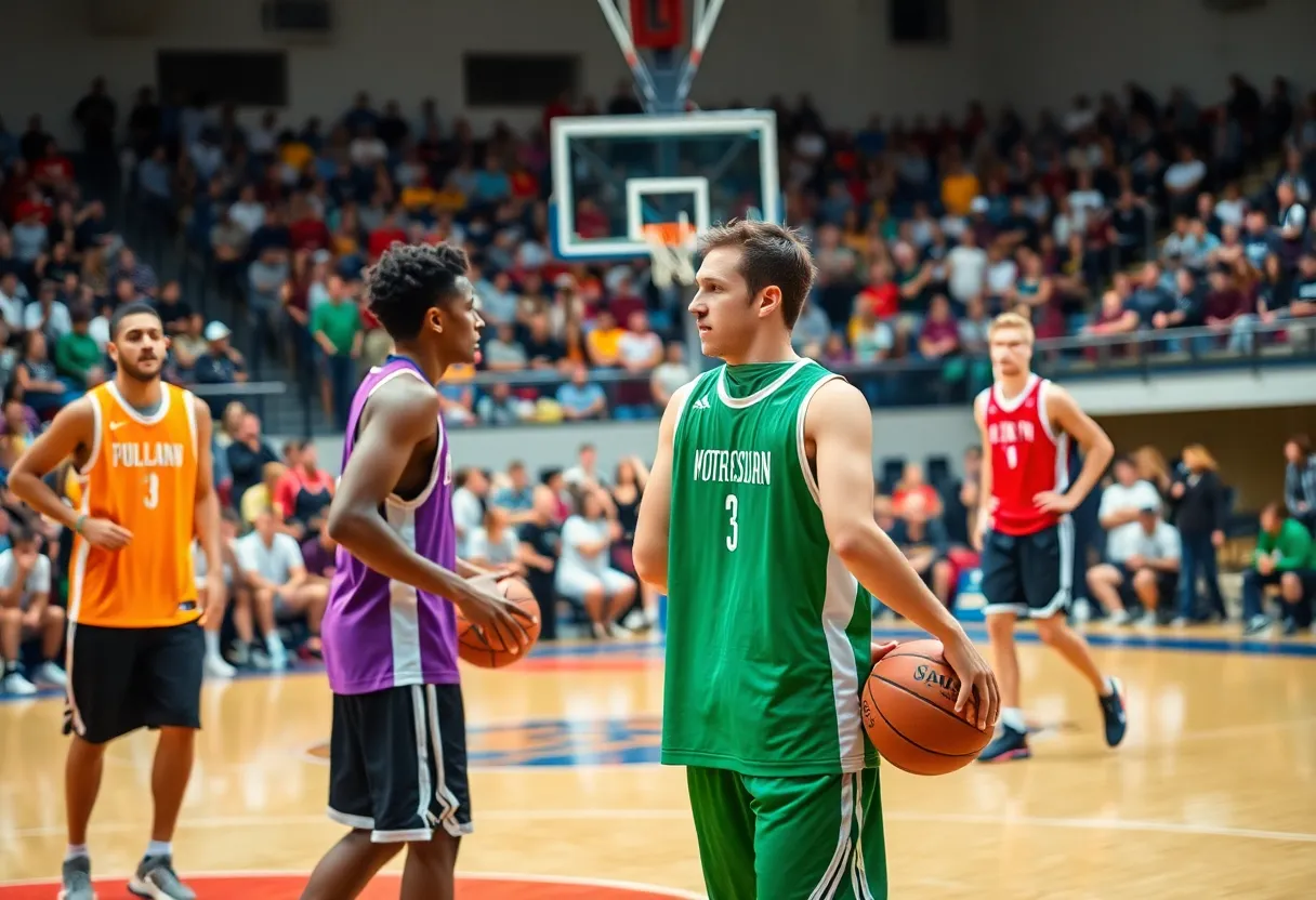 Basketball players practicing at Ole Miss