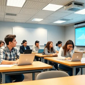 Students engaged in digital asset education in a university classroom