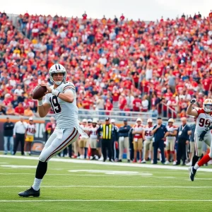 Quarterback preparing for a pass on the football field