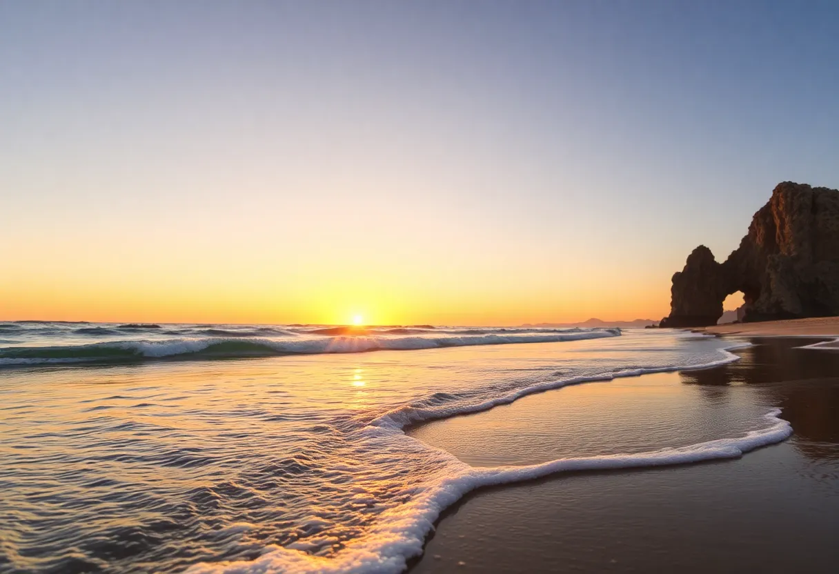 Sunset view over the beach in Cabo San Lucas, Mexico