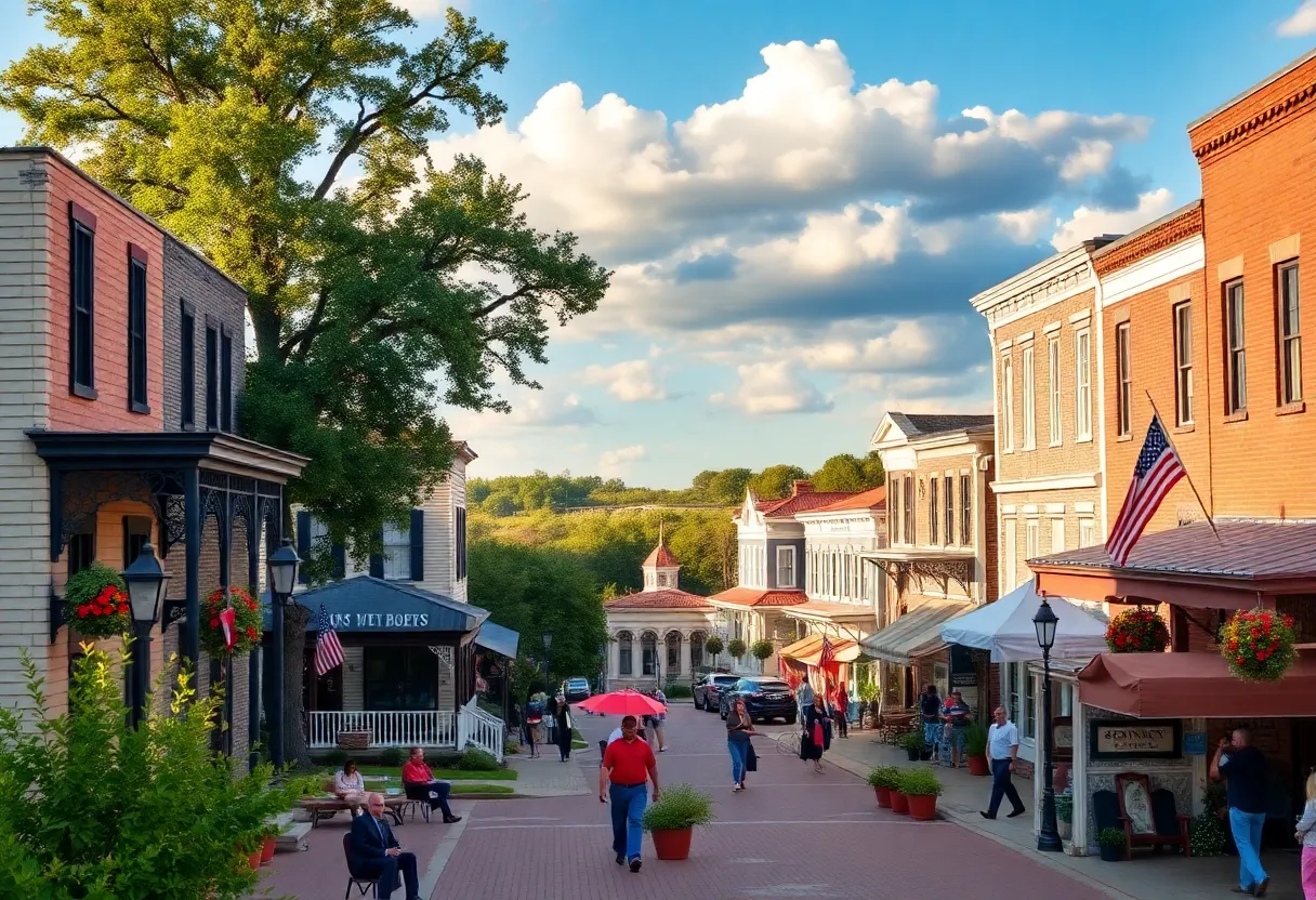 View of a charming Mississippi town with historic buildings and cultural landmarks