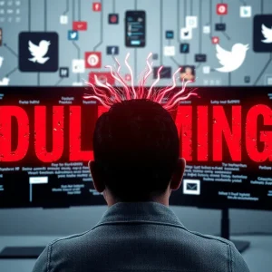 Conceptual image illustrating cyber harassment and online defamation