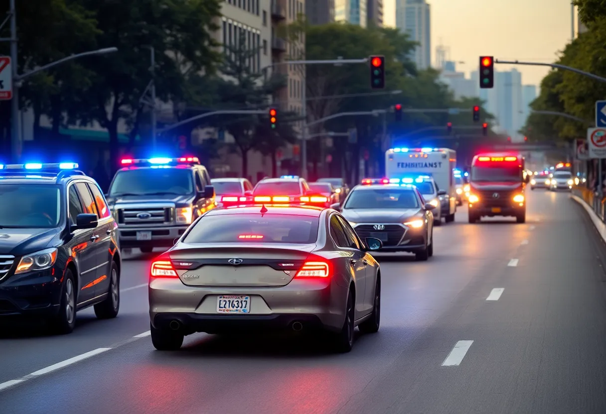 Emergency services responding to a high-speed chase incident.
