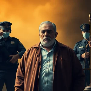 Ecuadorian authorities escorting a drug lord for extradition to the U.S.