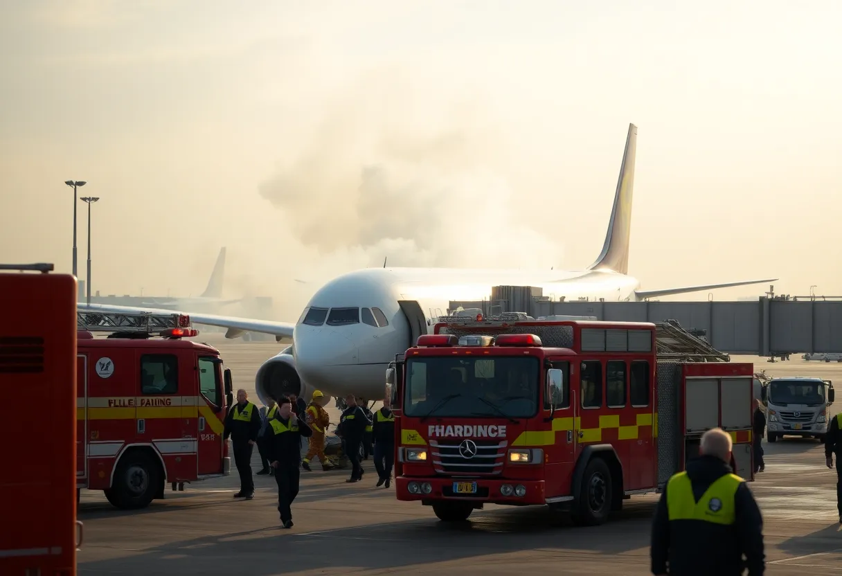 Emergency evacuation scene at Denver International Airport