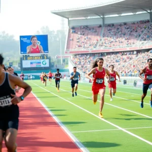 Athletes from Harding University competing at the Ole Miss Classic track event