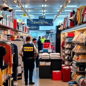 Investigation scene at Home Depot with police presence