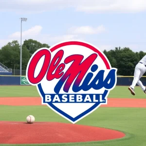 Ole Miss baseball pitcher in action on the field