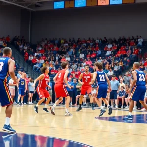 Illinois Fighting Illini playing against Ole Miss in an exhibition game.