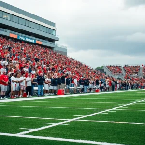 Fans at a college football recruitment event