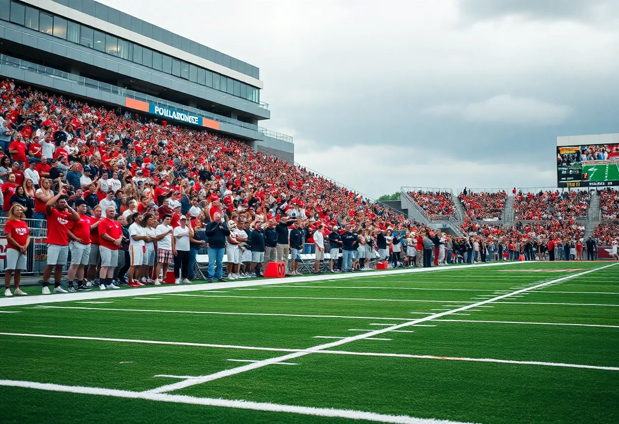 Fans at a college football recruitment event
