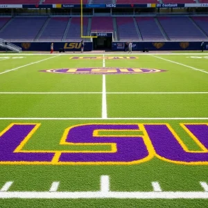Image of LSU football field representing recruitment strategy.