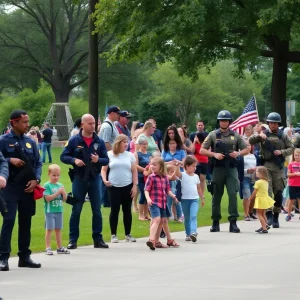 Federal agents and National Guard troops in MacArthur Park