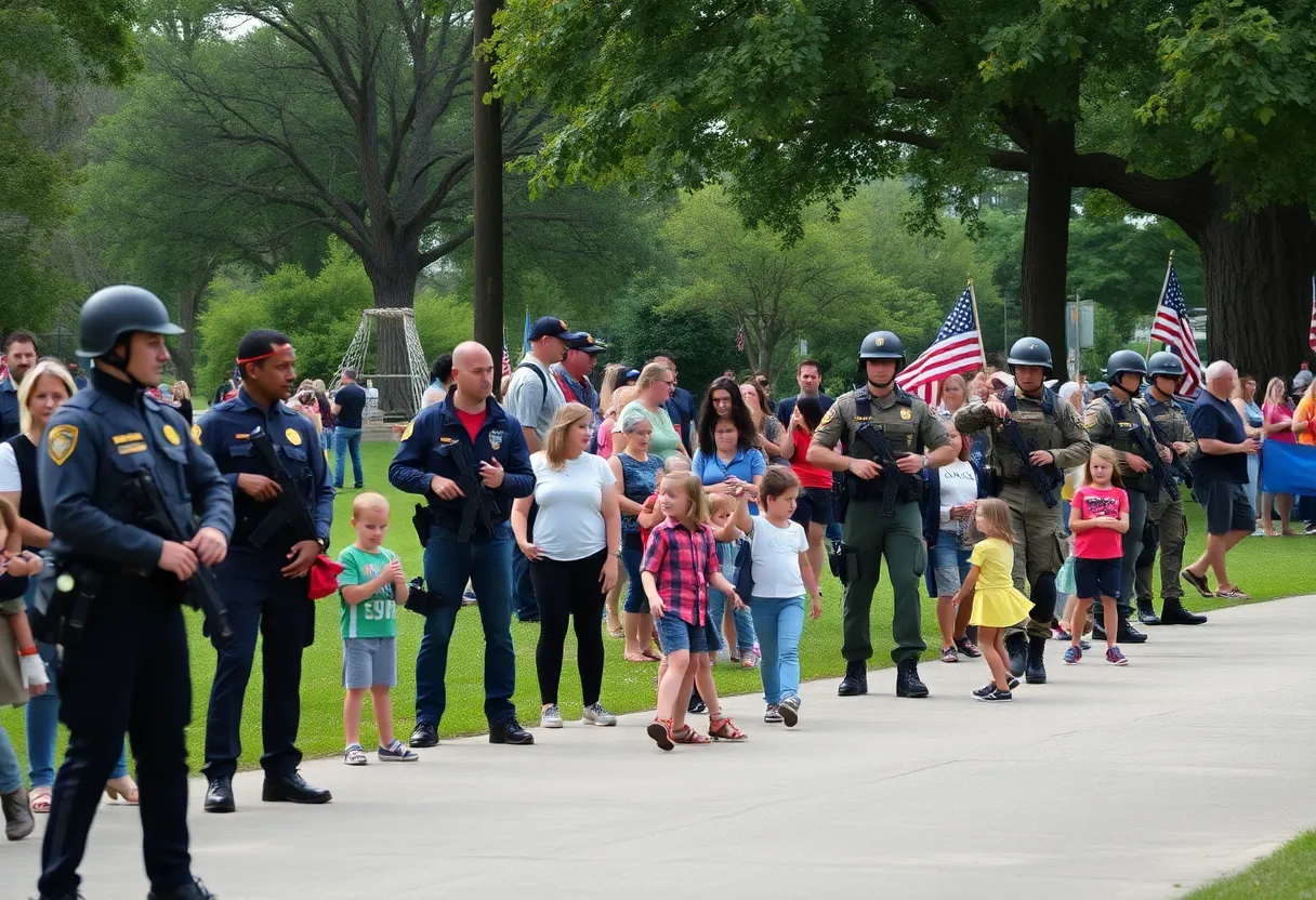 Federal agents and National Guard troops in MacArthur Park