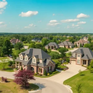 Suburban neighborhood in Mississippi with expensive homes
