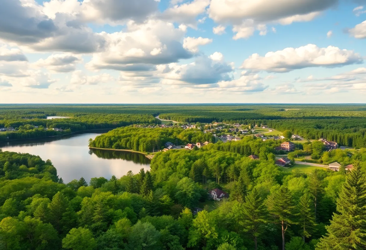 A scenic view of Mississippi's natural landscape highlighting its charming towns and lush surroundings.