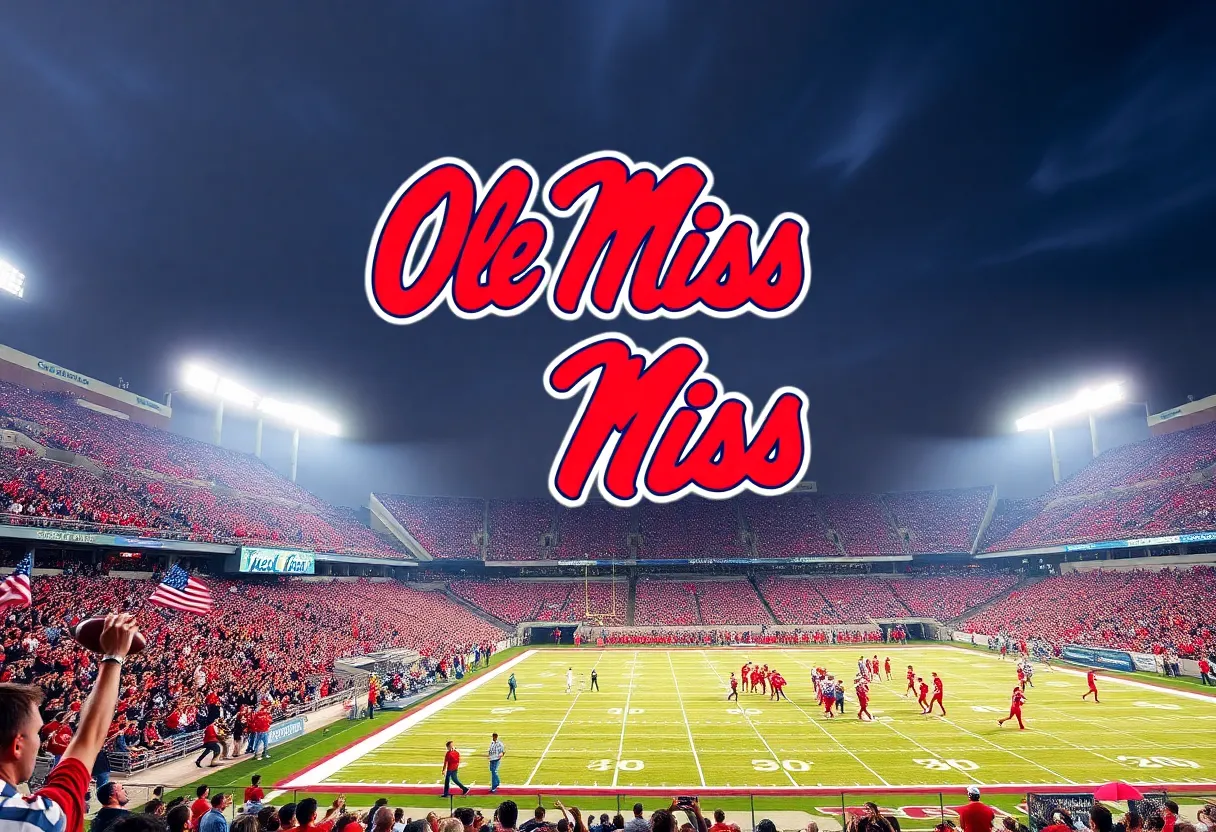Ole Miss Rebels football team in action during a game