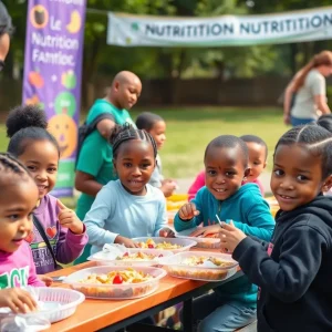 Children participating in the Oxford School District summer meal program enjoying their meals.