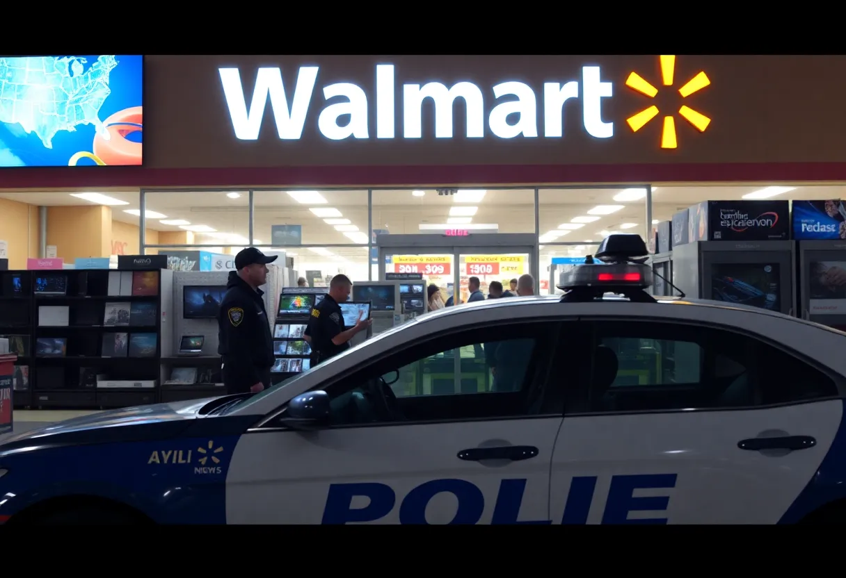 Police officers responding to a theft at a Walmart store