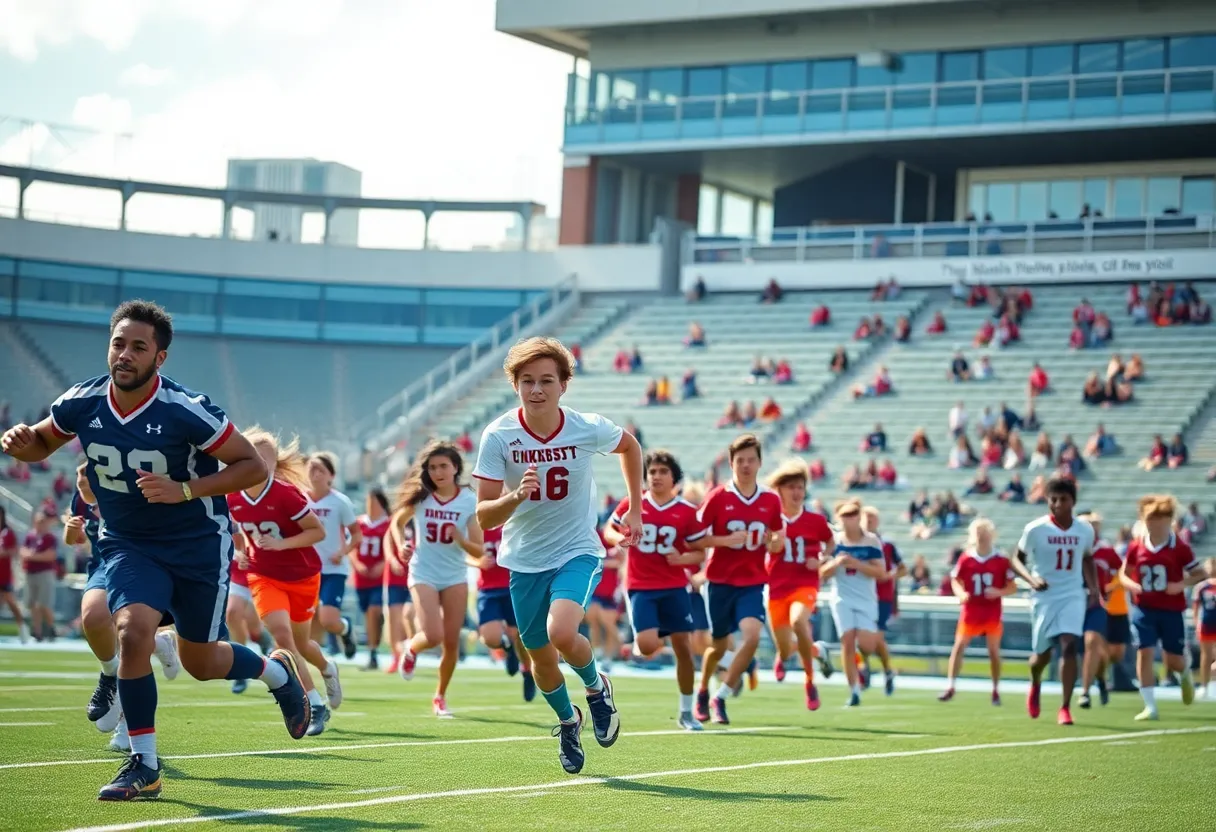 Athletes from the University of Mississippi celebrating achievements