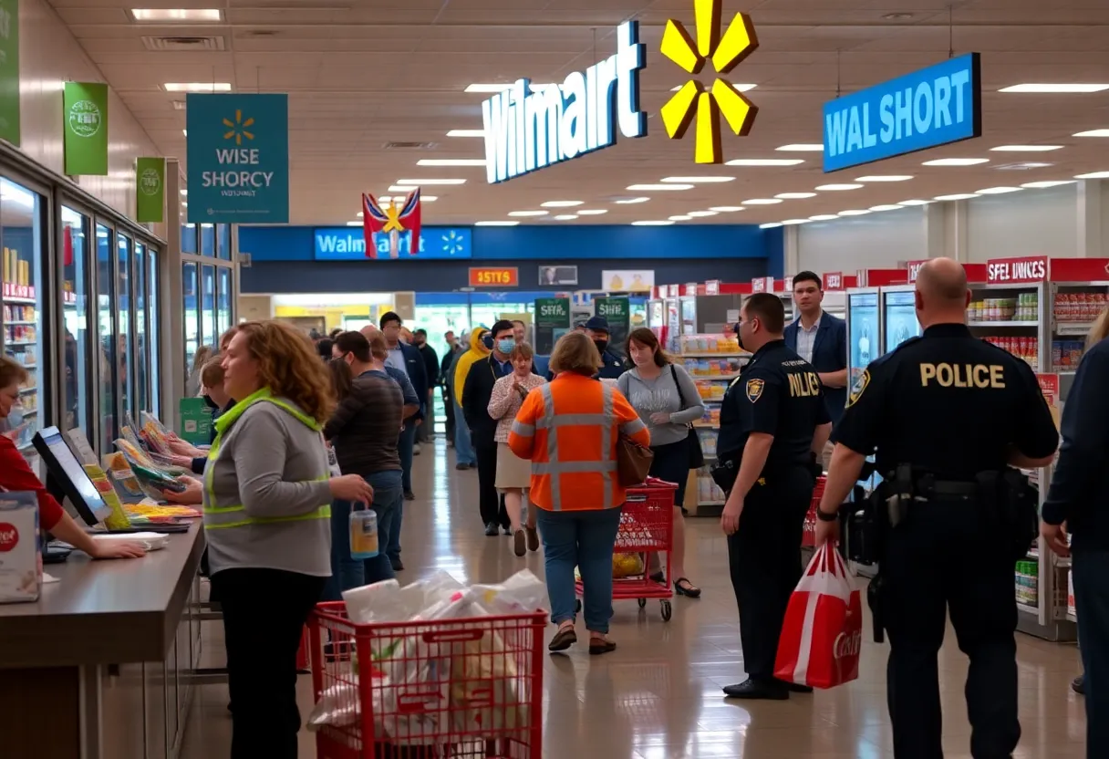 Emergency services responding to a stabbing incident at Walmart