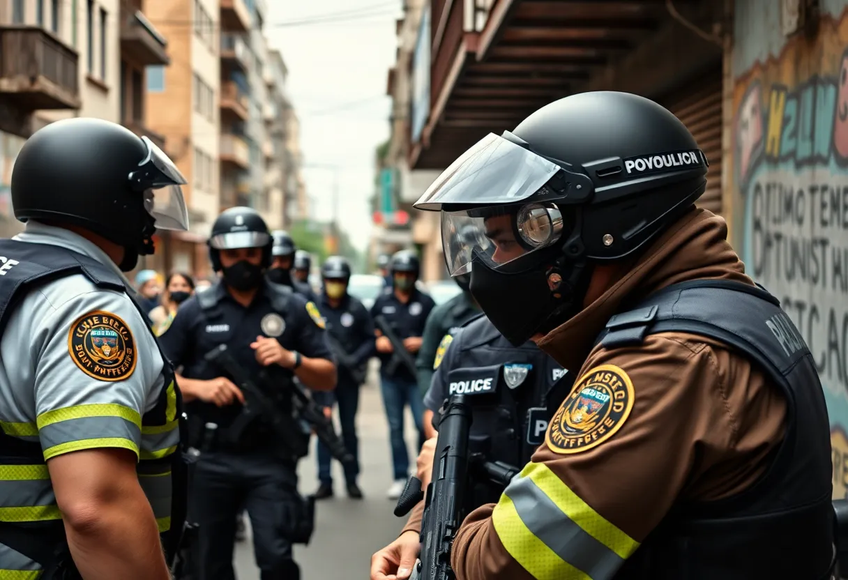 Law enforcement agents conducting a drug bust operation in Winston County, Mississippi.