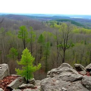 Wooded area in northwestern Arkansas associated with aviation safety.