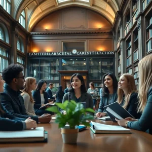 Students at a university engaging in a lecture about international law.