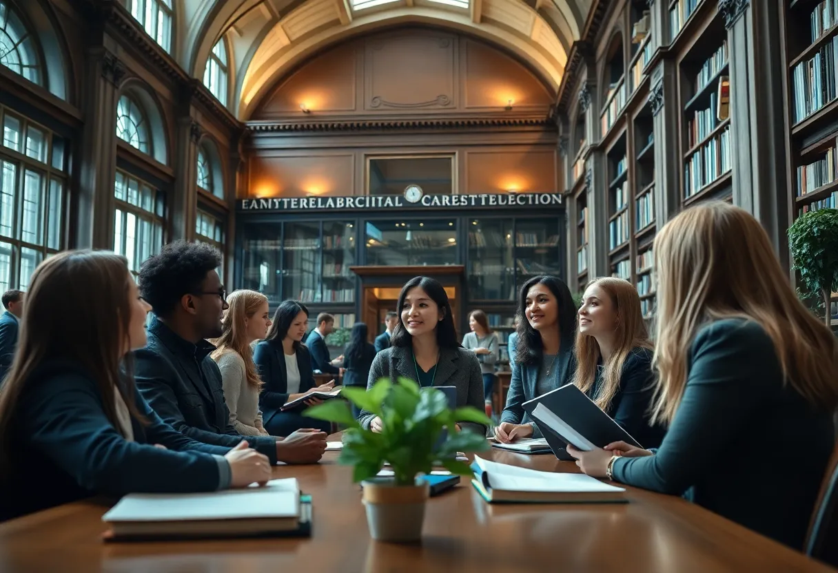 Students at a university engaging in a lecture about international law.