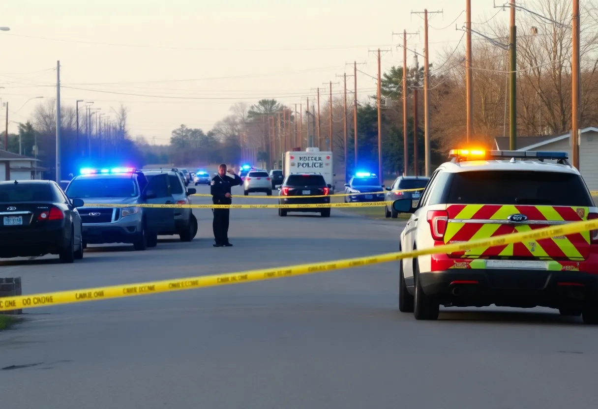 Police investigation scene in Batesville with bomb squad activity