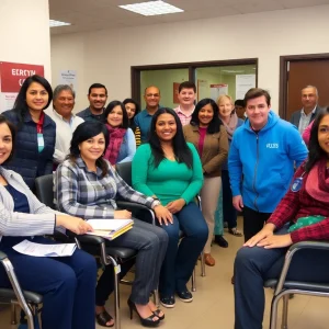 People donating blood at a Mississippi donation center, promoting community health.