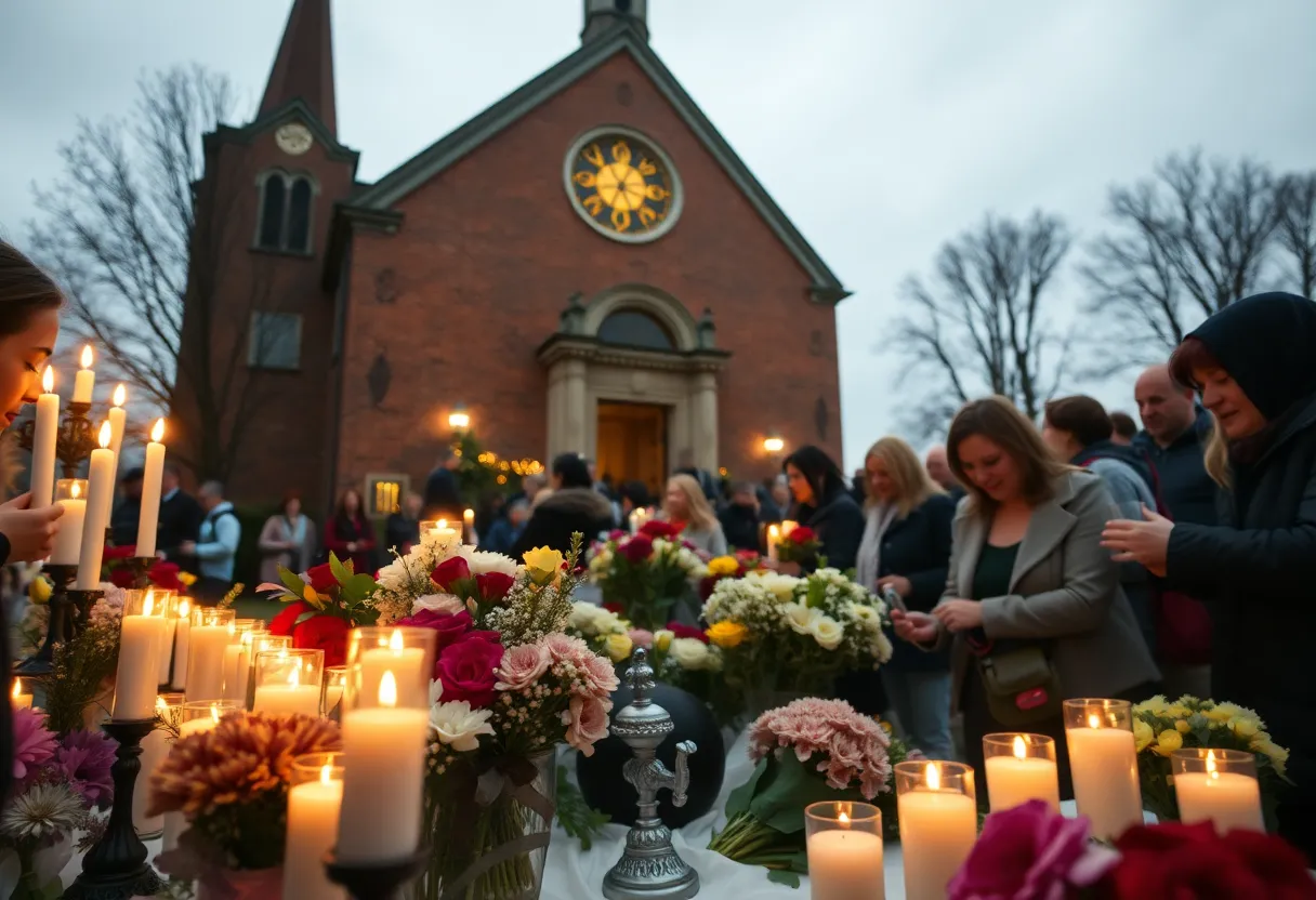 Community memorial outside Annunciation Catholic Church